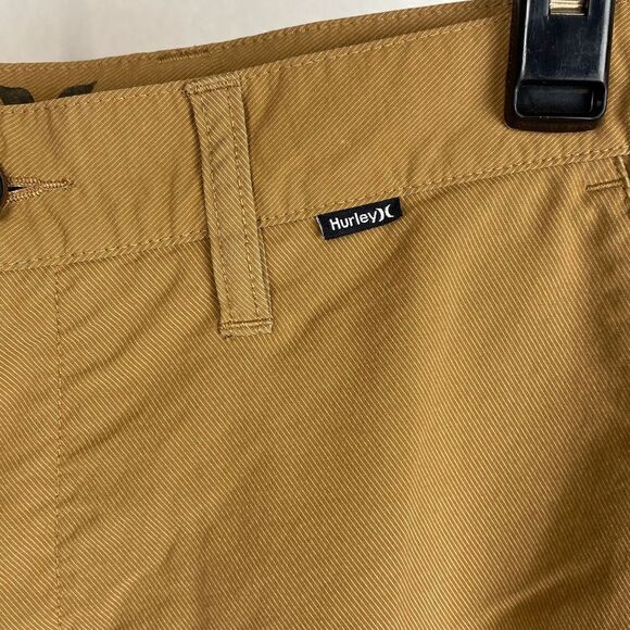 Hurley Mens Size 30 Brown Khaki Flat Front Button Front - Picture 2 of 10